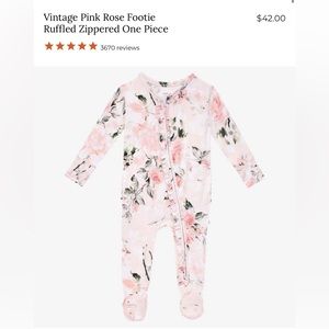 Posh Peanut Vintage Pink Rose Footie Ruffled Zippered One Piece